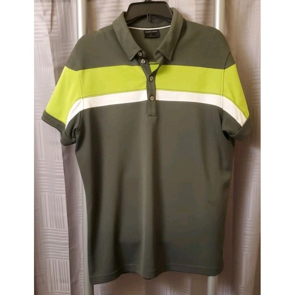 Galvin Green Golf Polo Mens Size L Dark Grey Green White Short Sleeve